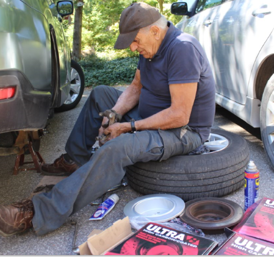 Roy doing a brake job in Waterloo